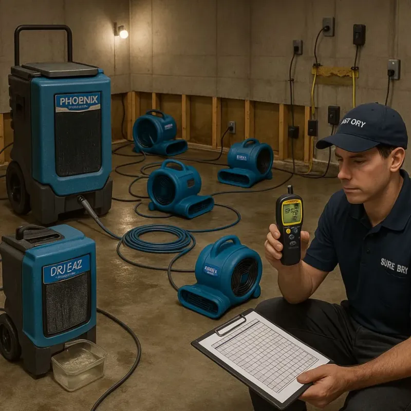Structural Drying and Dehumidification process in Waxhaw, NC